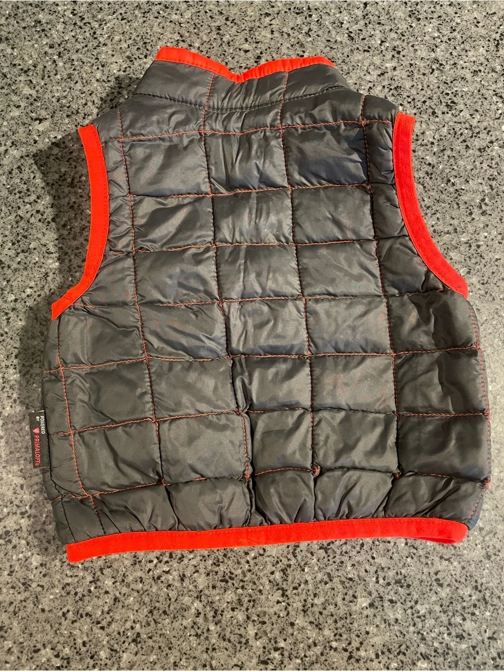 The North Face Kids Black Quilted Vest with Bright Red Trim